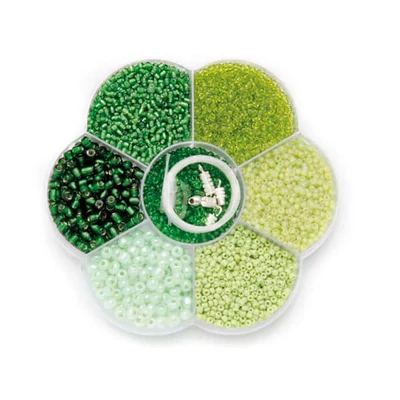 Selecție de mărgele de sticlă - verde mix