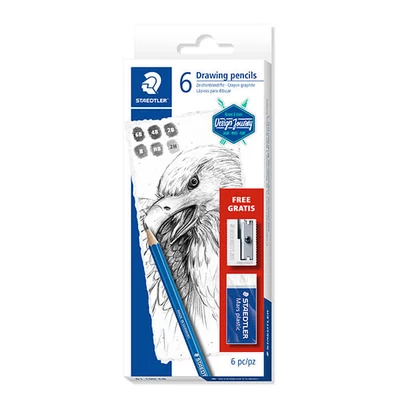 Set de creioane din grafit, Staedtler, Design Journey, Lumograph, cu ascuțitor, radieră