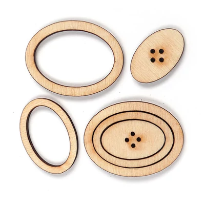 Nasturi din lemn - nasture din lemn cu rama, oval, 6 buc