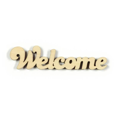 Figura din lemn, inscripție - Welcome