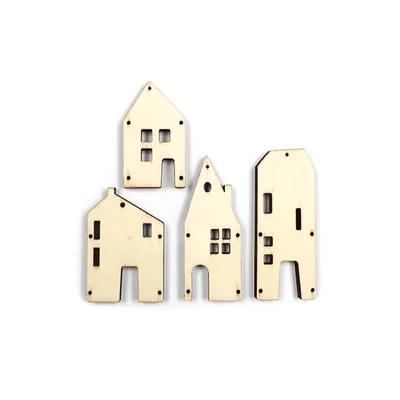 Figurine din lemn la pachet - Seria Case mici, 4 buc