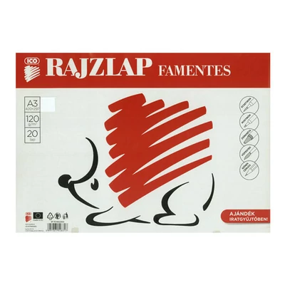 Hârtie de desen, fără lemn, ICO, Suni, 120 g - A3, 20 buc