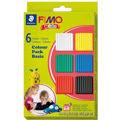 Set Plastilină care se întărește la coacere  FIMO Kids, Pachet Color - 6x42 g - culori de baza