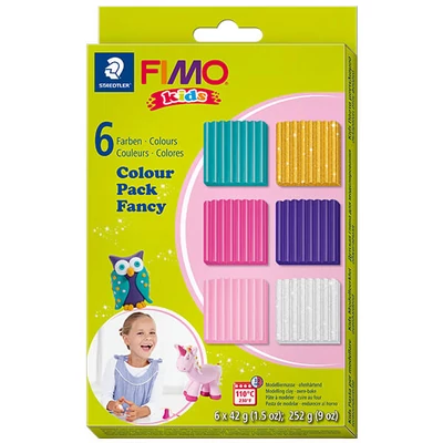 Set Plastilină care se întărește la coacere  FIMO Kids, Pachet Color - 6x42 g - pentru fete