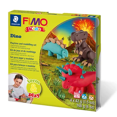 Set Plastilină care se întărește la coacere  FIMO Kids, Form &amp; Play - 4x42 g - dinos