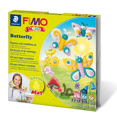 Set Plastilină care se întărește la coacere  FIMO Kids, Form &amp; Play - 4x42 g - fluturi