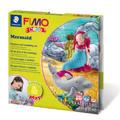 Set Plastilină care se întărește la coacere  FIMO Kids, Form &amp; Play - 4x42 g - sirena