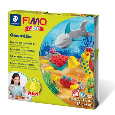 Set Plastilină care se întărește la coacere  FIMO Kids, Form &amp; Play - 4x42 g - animale de mare