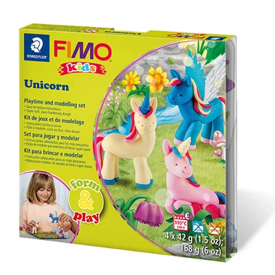 Set Plastilină care se întărește la coacere  FIMO Kids, Form &amp;amp; Play - 4x42 g - unicorn