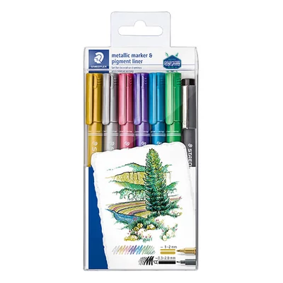 Set markere decor Staedtler, Design Journey, metál - 6 db