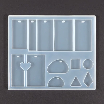 Matriță de turnare și presare din silicon pentru rășină sintetică, Fimo - pandantive plate, matrițe, 13 tipuri