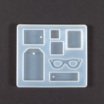 Matriță de turnare și presare din silicon pentru rășină sintetică, Fimo - pandantive plate, matrițe, 7 tipuri