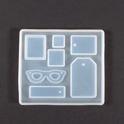 Matriță de turnare și presare din silicon pentru rășină sintetică, Fimo - pandantive plate, matrițe, 7 tipuri