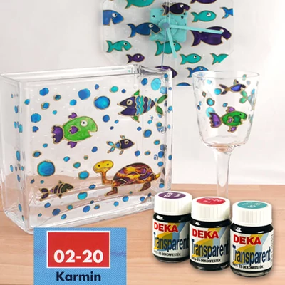 Deka Transparent, vopsea sticlă cu solvent 25 ml - 20 rosu carmin