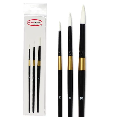 Set de pensule Hobby artist, M501R Pensulă sintetică albă cu vârf de ac - 3 buc (2-6-10)