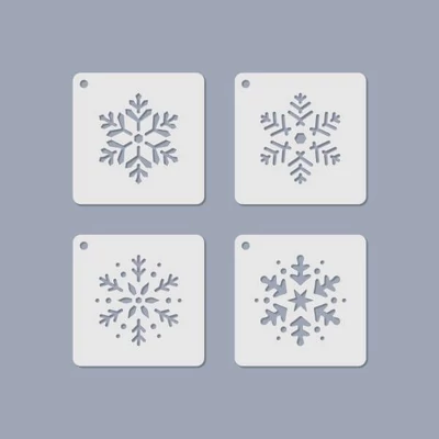 Set Șablon , Șablon  bijuterii, 6,5x6,5 cm, 4 tipuri - Fulg de nea