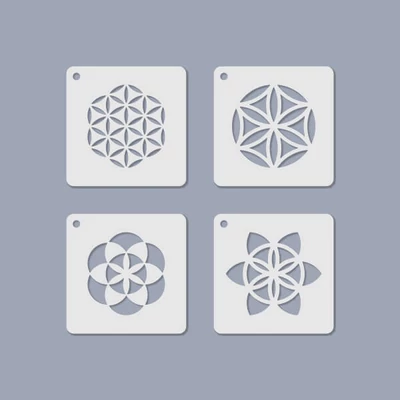 Set Șablon , Șablon  bijuterii, 6,5x6,5 cm, 4 tipuri - Mandala