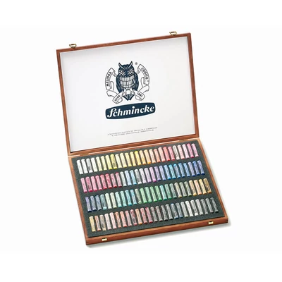 Set crete pastel uscat Schmincke - 100 buc, în cutie de lemn