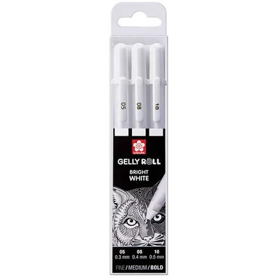 Sakura Gelly Roll Basic pix cu gel  în set - 3 buc, Bright White (05/08/10)