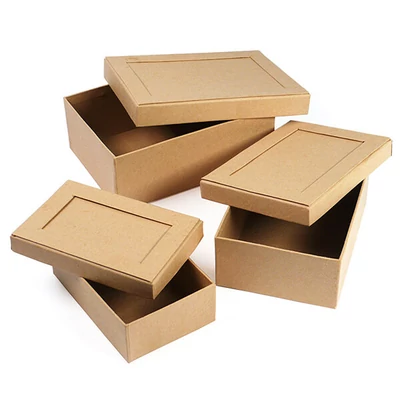Set cutie hârtie mache  - caramida, cu passepartout, 3 buc