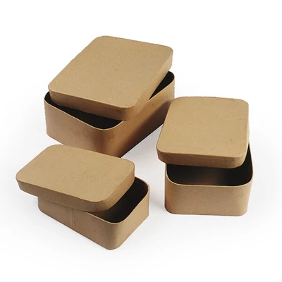 Set cutie de  hârtie mache - dreptunghi, 3 buc