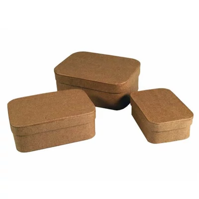 Set cutie de  hârtie mache - dreptunghi, 3 buc