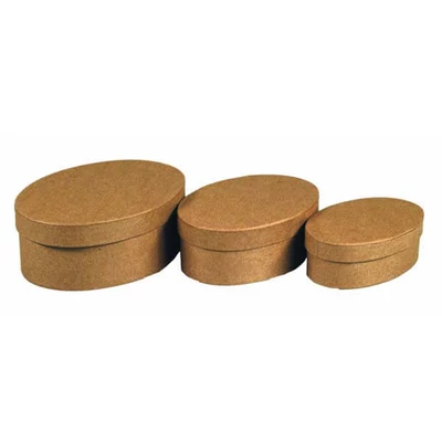 Set cutie hârtie mache  - oval, 3 buc