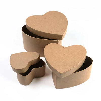 Set cutie hârtie mache  - inima, 3 buc