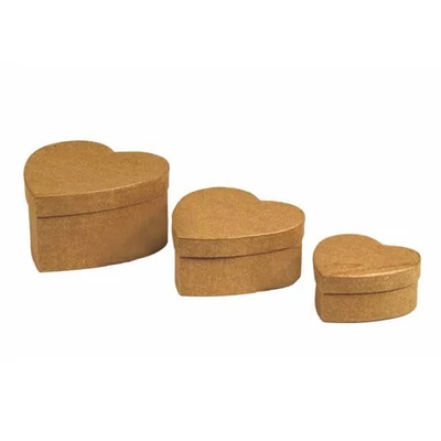 Set cutie hârtie mache  - inima, 3 buc