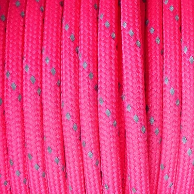Paracord 550, în metri, 4 mm - reflectorizant - roz
