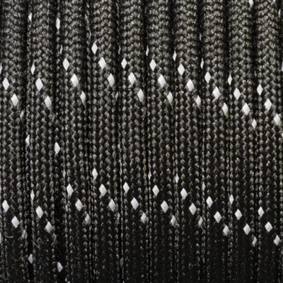 Paracord 550, în metri, 4 mm - reflectorizant - negru