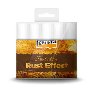 Set vopsea Pentart cu efect de rugină, 4x20 ml, 20 ml pudră 3D