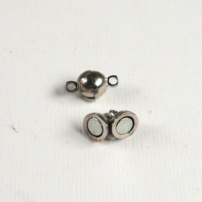 Clip magnetic, sferă, 6 mm - rodiu, 2 buc