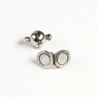 Clip magnetic, sferă, 8 mm - rodiu, 2 buc