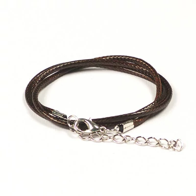 Colier din imitatie de piele cu armătură, 2 mm - maro