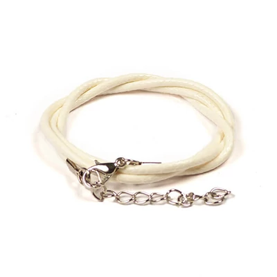 Colier din imitatie de piele cu armătură, 2 mm - alb