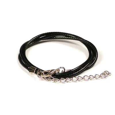 Colier din imitatie de piele cu armătură, 2 mm - negru