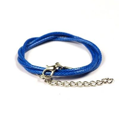 Colier din imitatie de piele cu armătură, 2 mm - albastru inchis