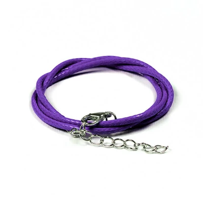 Colier imitație piele cu armătură , 2 mm - mov inchis