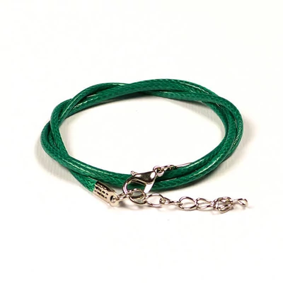 Colier imitație piele cu armătură  2 mm - verde închis