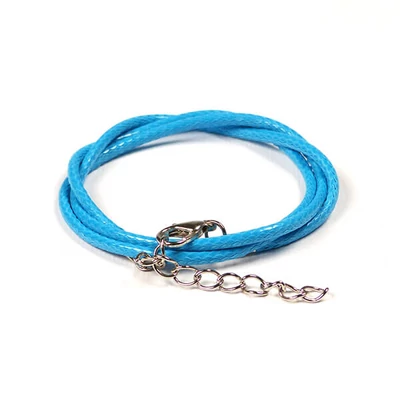 Colier imitație piele cu armătură , 2 mm - albastru mare