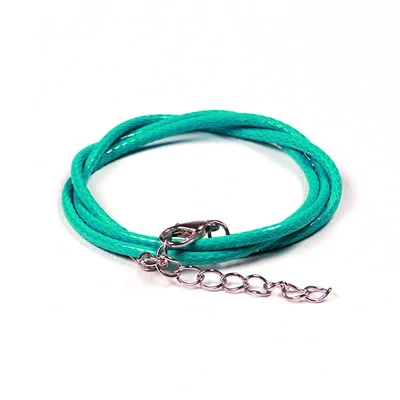 Colier imitație piele cu armătură , 2 mm - turcoaz