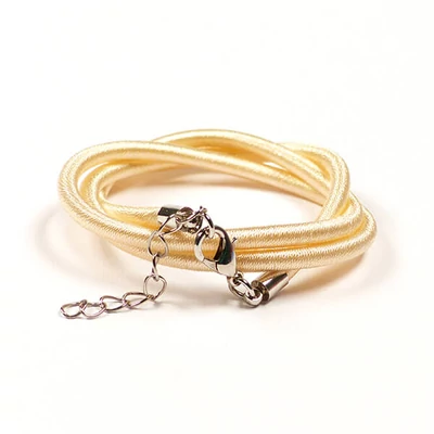Colier din mătase cu armătură, 4 mm - crem