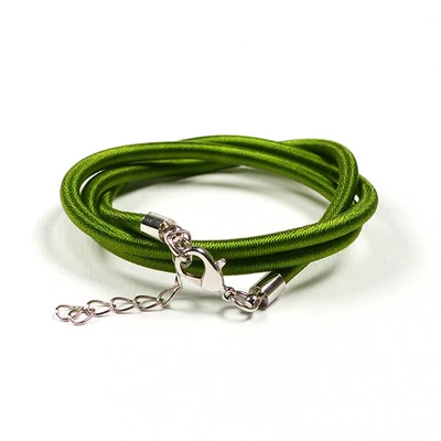 Colier din mătase cu armătură, 4 mm - verde