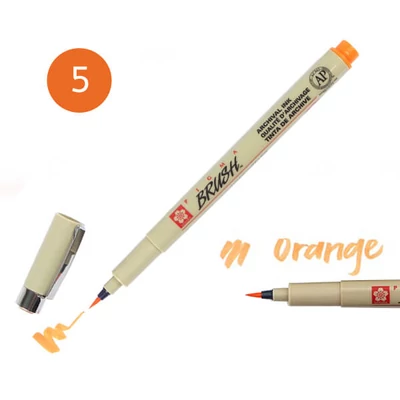 Marker tip pensulă Sakura Pigma Brush  - orange