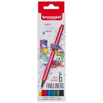 Bruynzeel Fineliner liner în set - 6 buc, Culori de bază