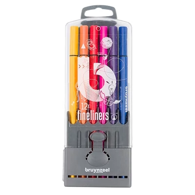 Bruynzeel Fineliner Wallet liner în set - 12 buc, în cutie din plastic