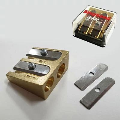 Ascuțitor Bruynzeel Design, metal, cu două găuri, cuțit de rezervă