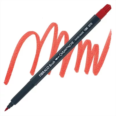 Caran d'Ache Fibralo Brush Pen marker tip pensulă  - 070, scarlet