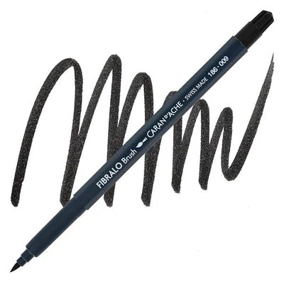 Caran d'Ache Fibralo Brush Pen marker tip pensulă  - 009, black